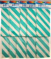 100 Turquoise Stripe Treat Bags 5x9 inch Party Sacks