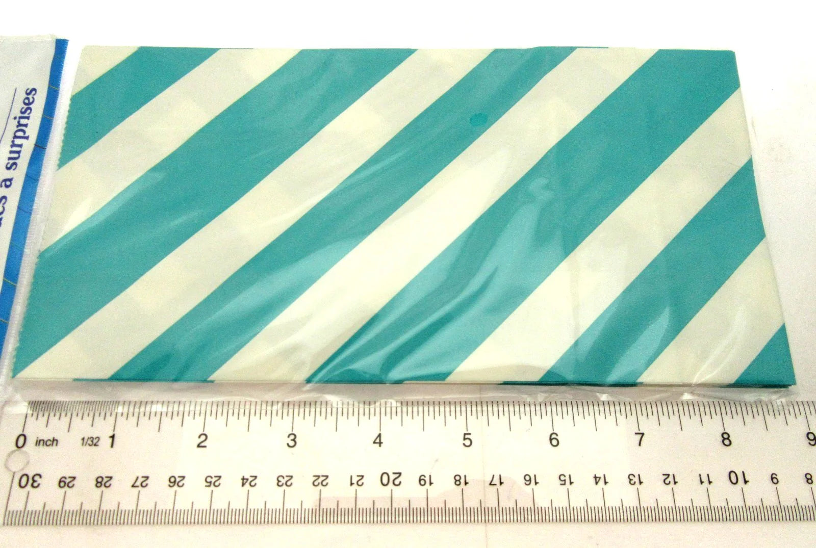 100 Turquoise Stripe Treat Bags 5x9 inch Party Sacks