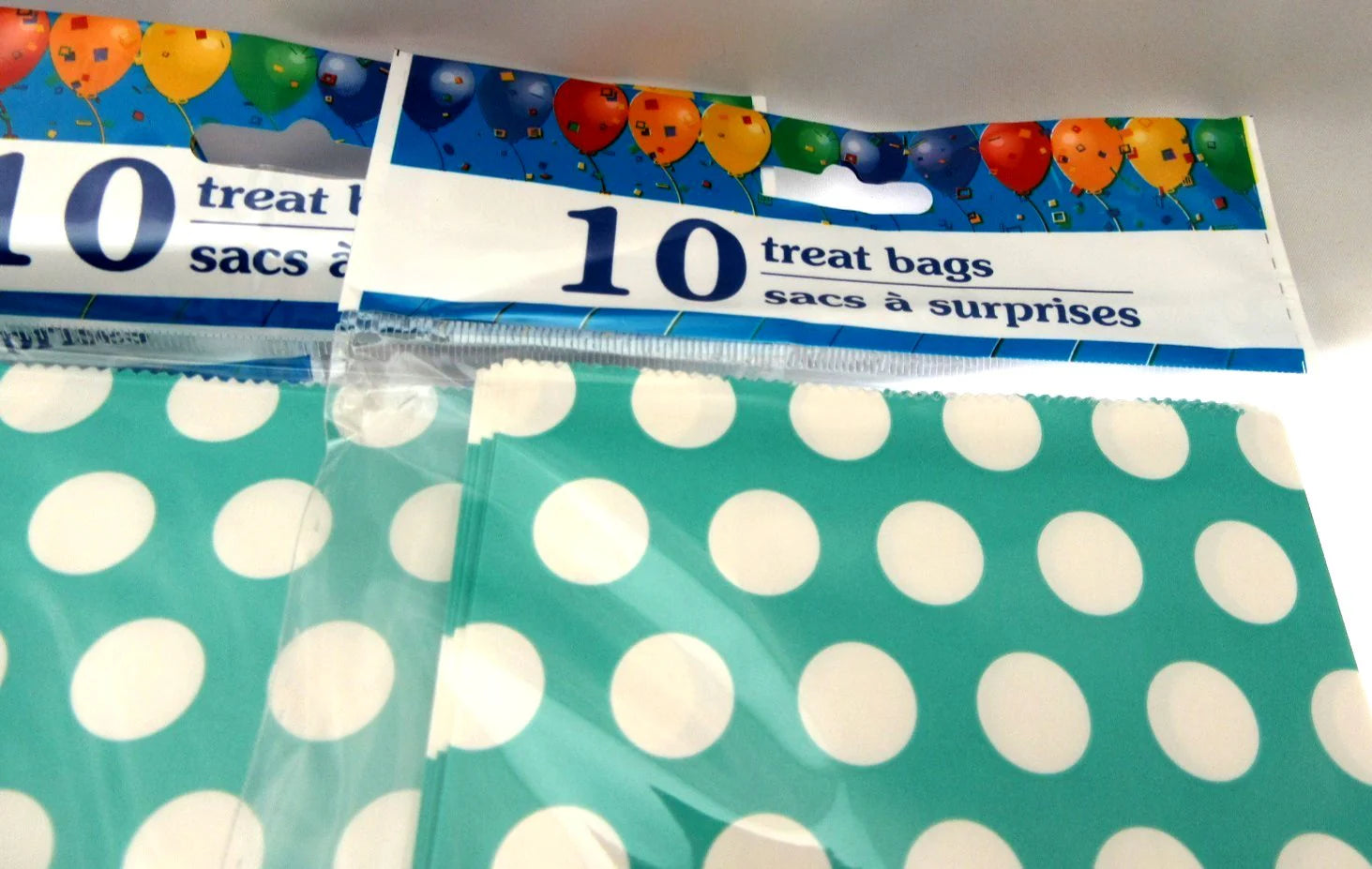 100 Turquoise Dot Treat Bags 5x9 inch Party Sacks