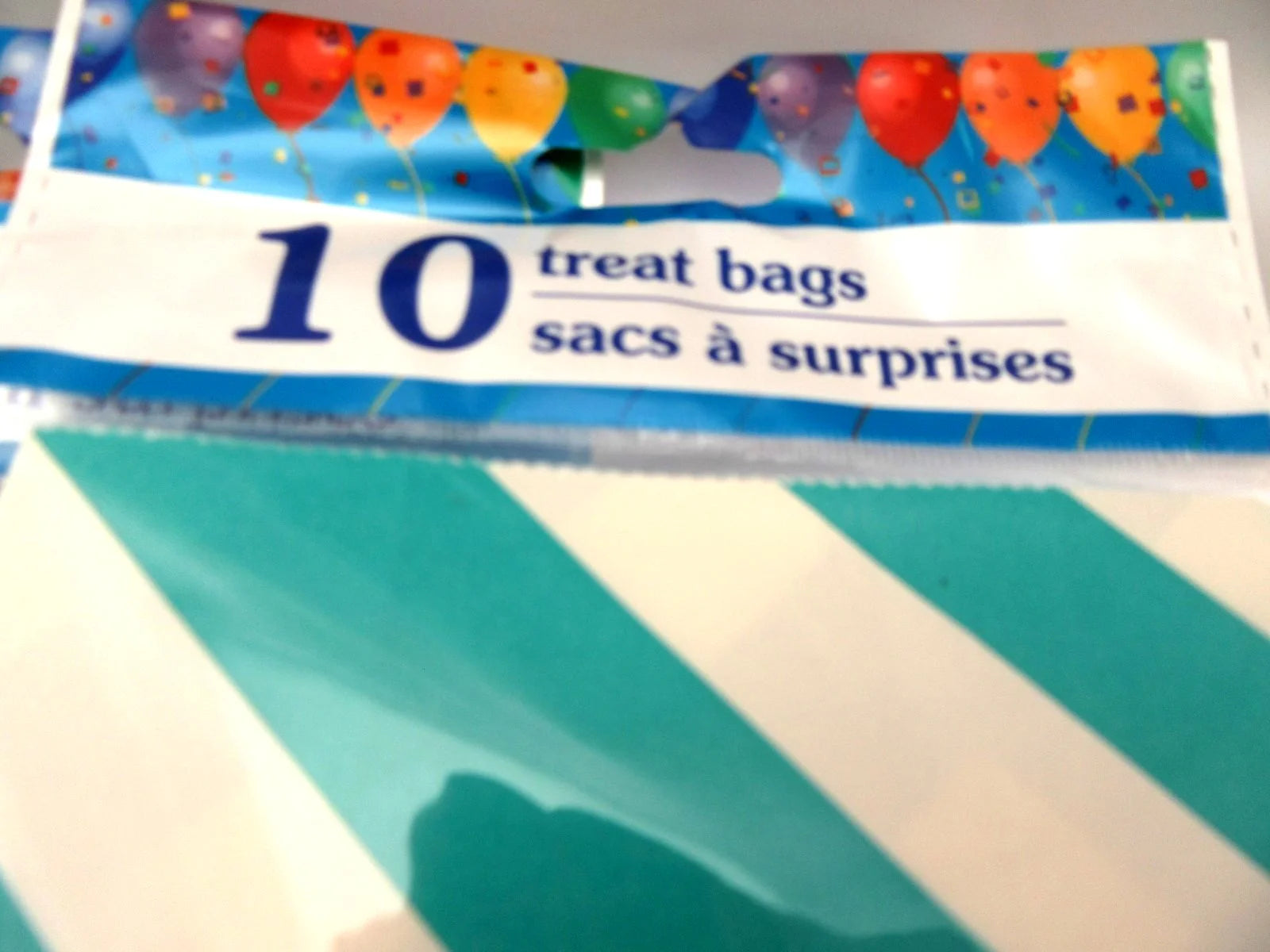 100 Turquoise Stripe Treat Bags 5x9 inch Party Sacks
