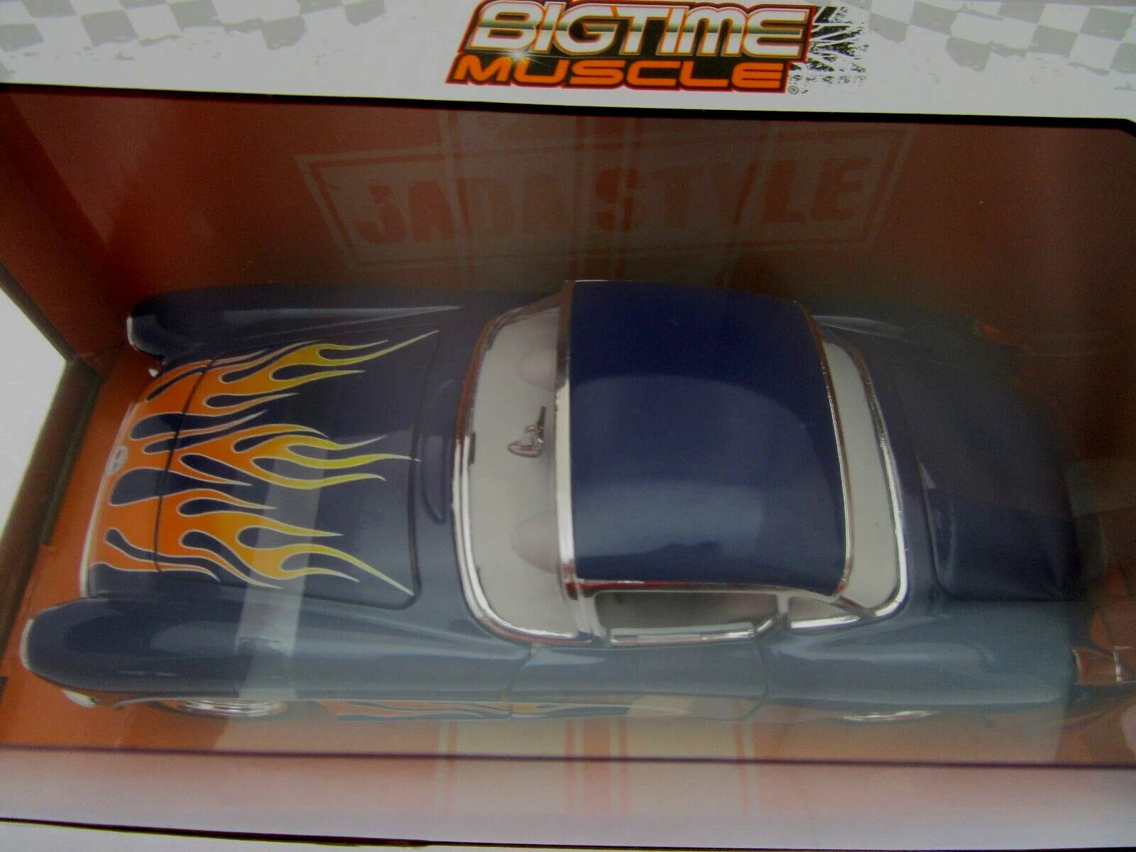 1957 Chevrolet Corvette Blue with Flames Metal Die Cast Car 1:24